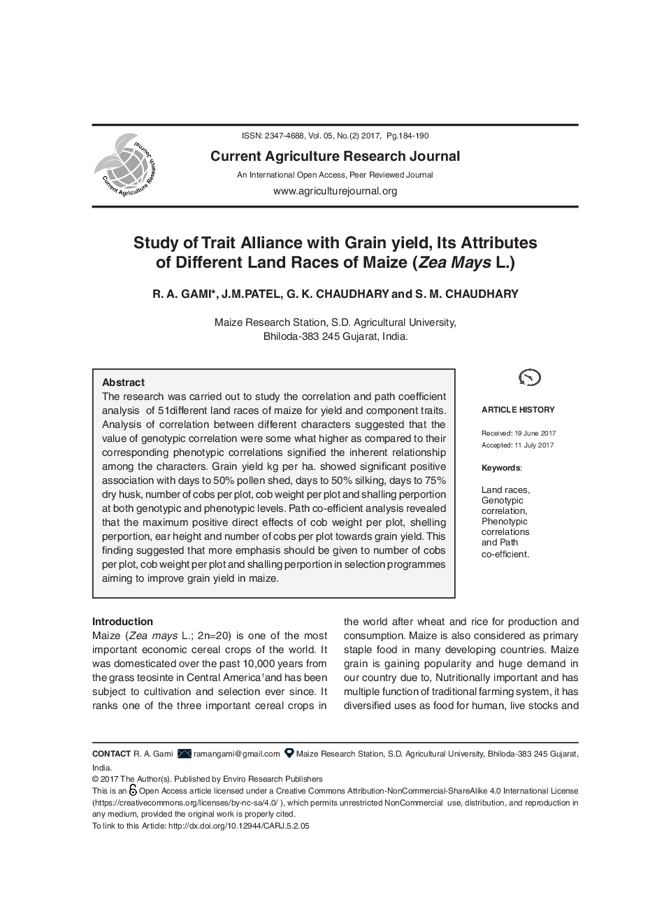 Study Of Trait Alliance With Grain Yield, Its Attributes Of Different Land Races Of Maize (Zea Mays L.) - Page 2