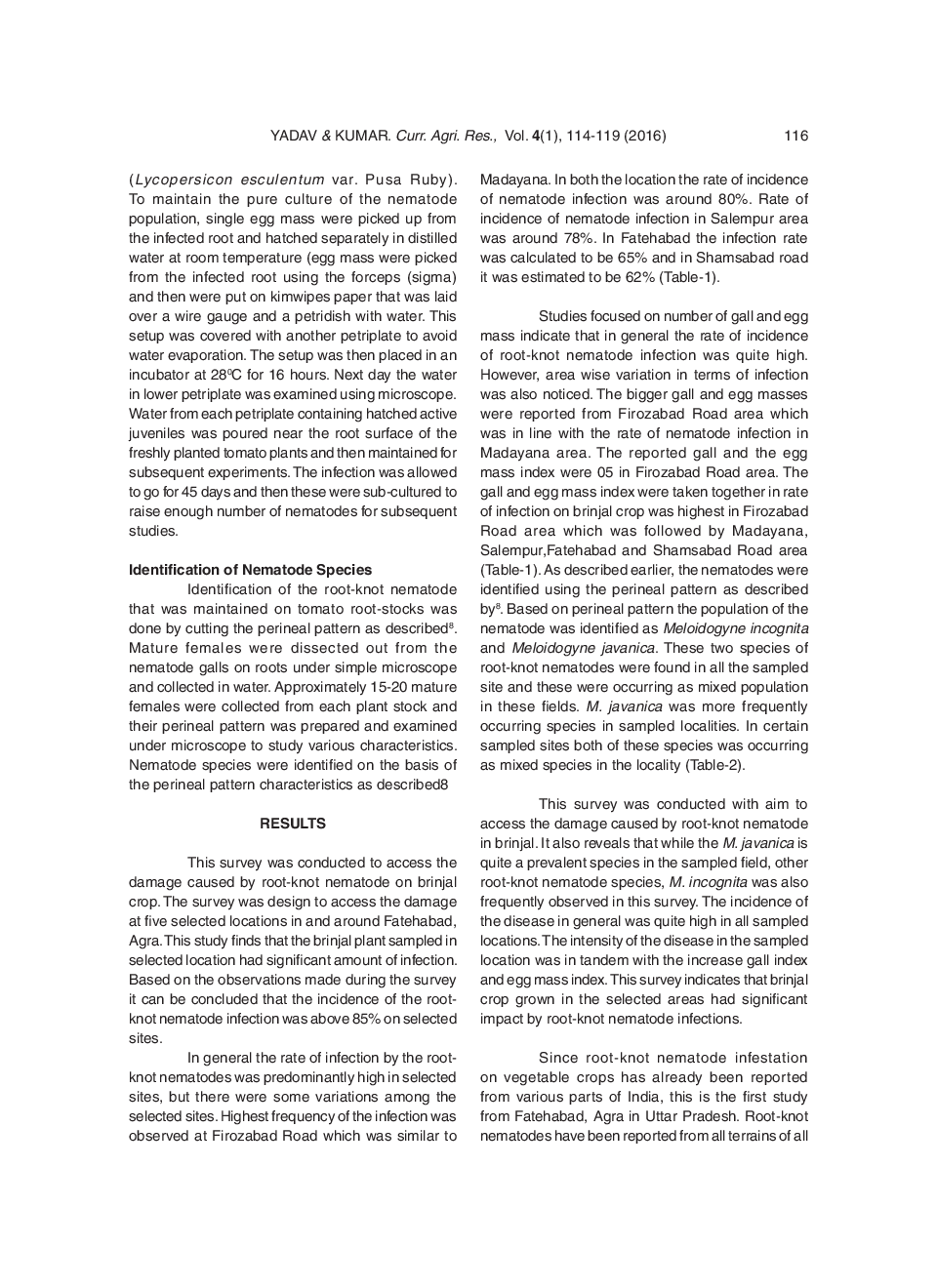 Survey And Identification Of Root-Knot Nematodes Associated With Brinjal Crops In Fatehabad, Agra - Page 4