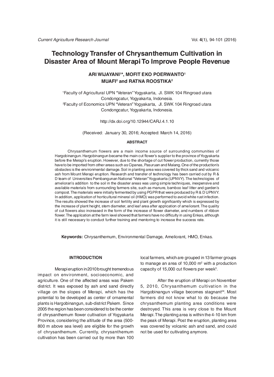 Technology Transfer Of Chrysanthemum Cultivation In Disaster Area Of Mount Merapi To Improve People Revenue - Page 2
