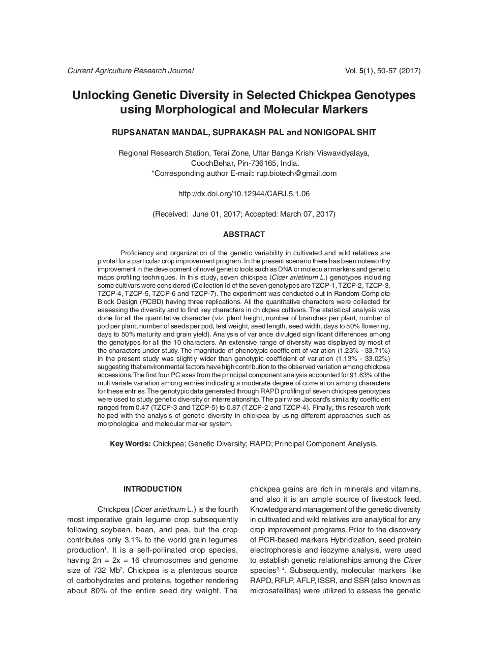 Unlocking Genetic Diversity In Selected Chickpea Genotypes Using Morphological And Molecular Markers - Page 2