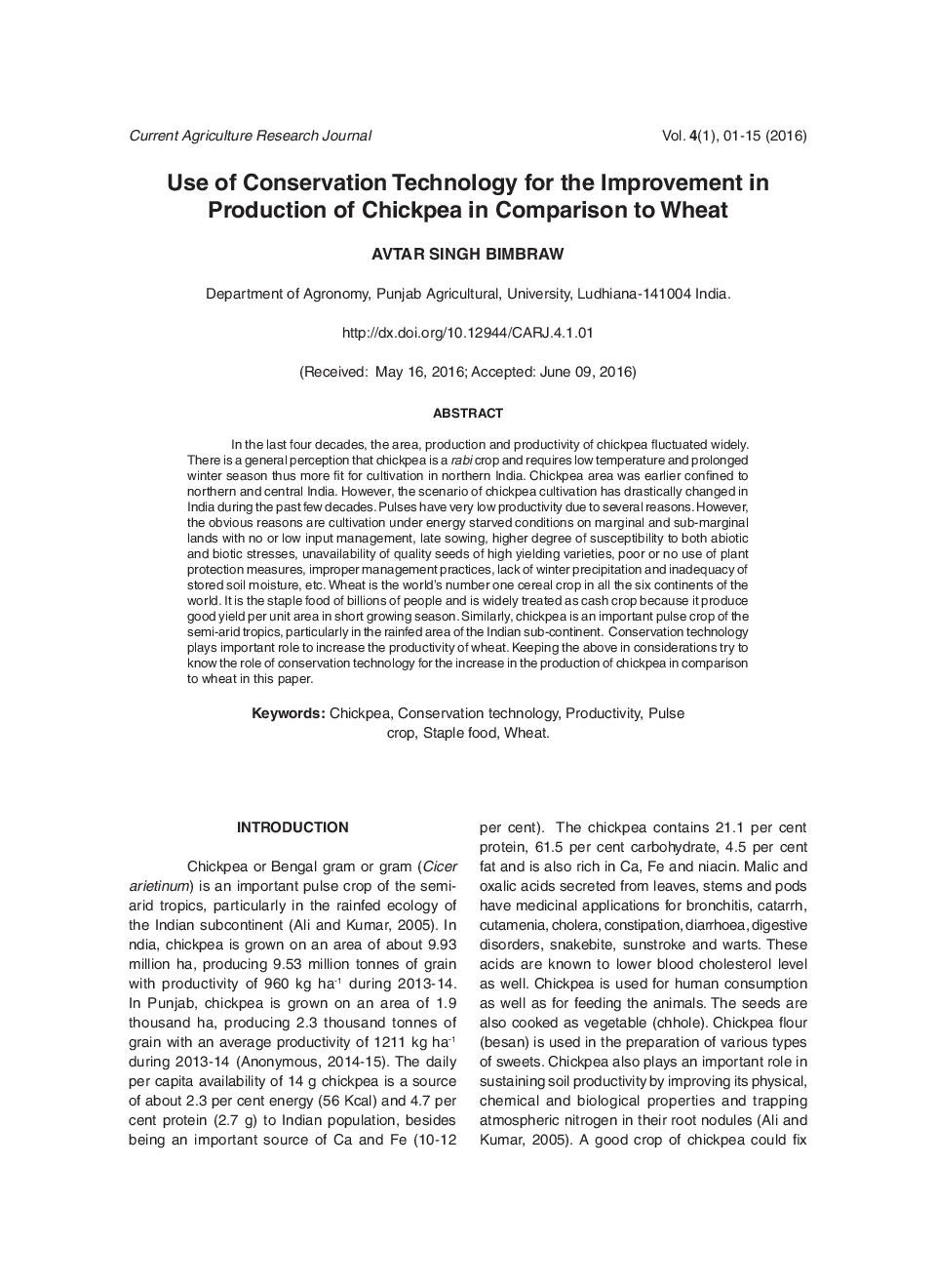 Use Of Conservation Technology For The Improvement In Production Of Chickpea In Comparison To Wheat - Page 2