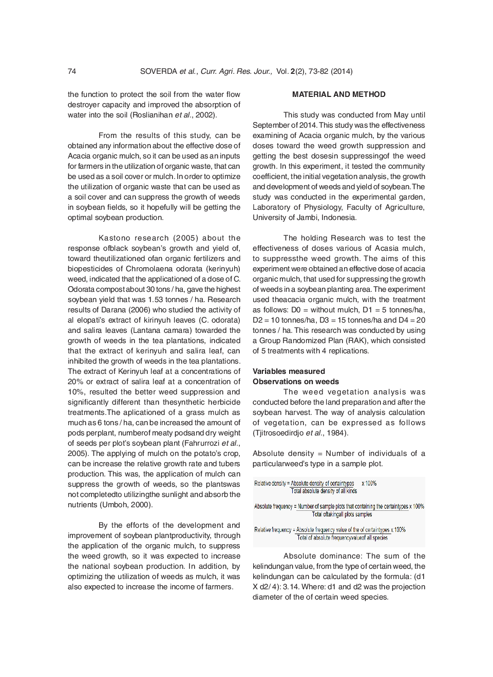 Weeds Pressuring On The Growth And Yield Of Soybean Plants By Giving An Acasia Organic Mulch - Page 3