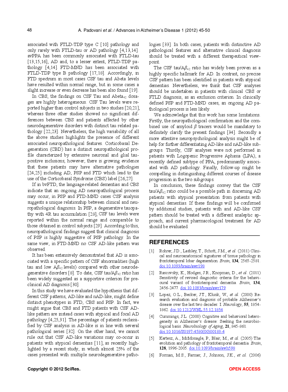 Prevalence Of Cerebrospinal Fluid Alzheimer Disease-Like Pattern In Atypical Dementias - Page 5