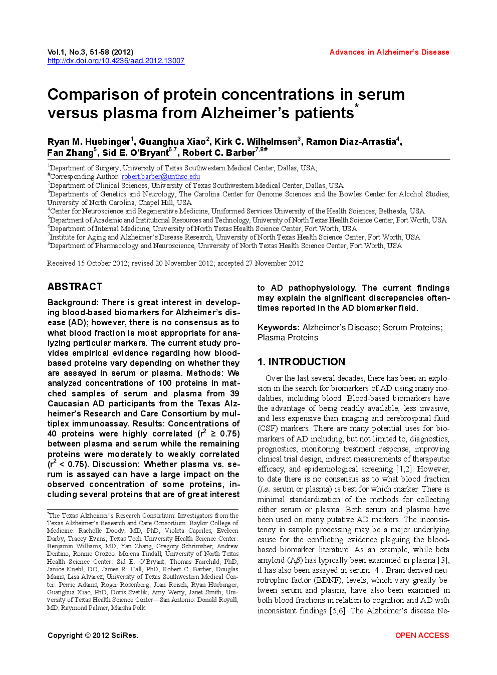 Comparison Of Protein Concentrations In Serum Versus Plasma From Alzheimer’s Patients - Page 2