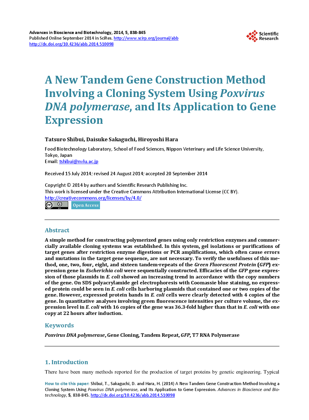 A New Tandem Gene Construction Method Involving A Cloning System Using Poxvirus DNA Polymerase, And Its Application To Gene Expression - Page 2