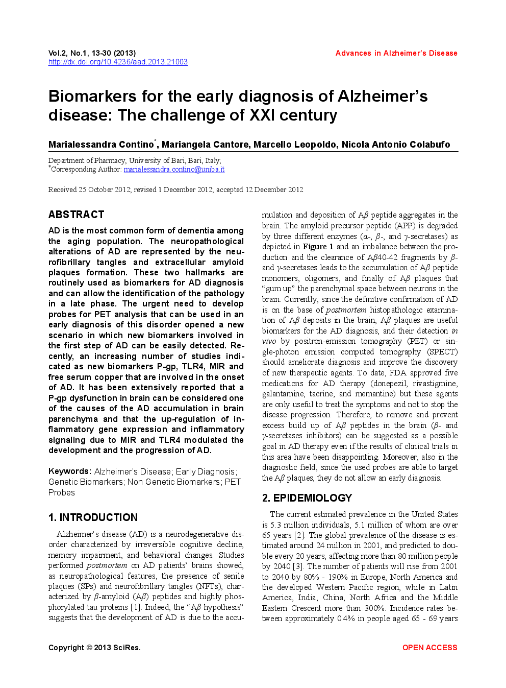 Biomarkers For The Early Diagnosis Of Alzheimer’s Disease: The Challenge Of XXI Century - Page 2