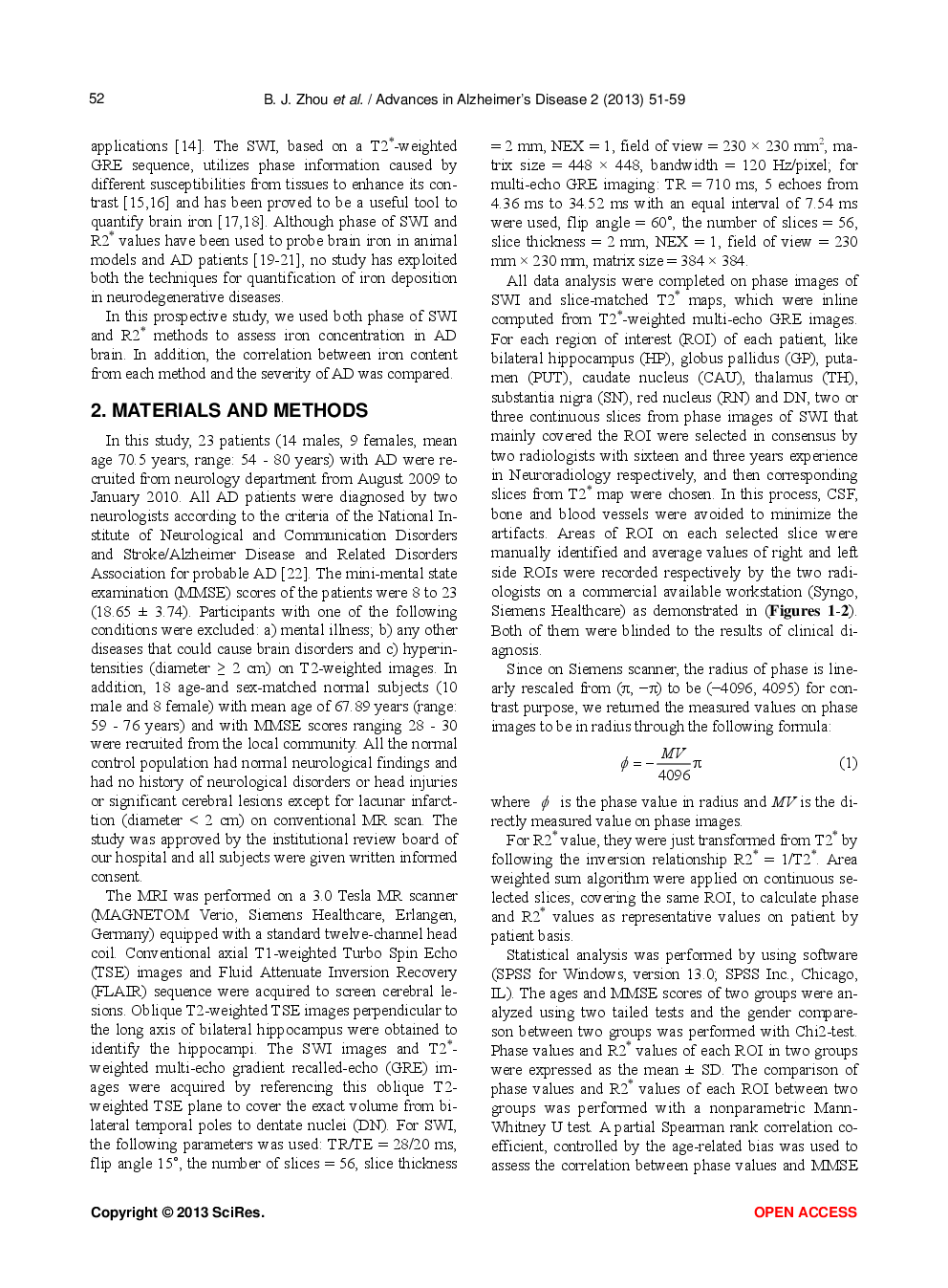 The Evaluation Of Iron Content In Alzheimer’s Disease By Magnetic Resonance Imaging: Phase And R2* Methods - Page 3