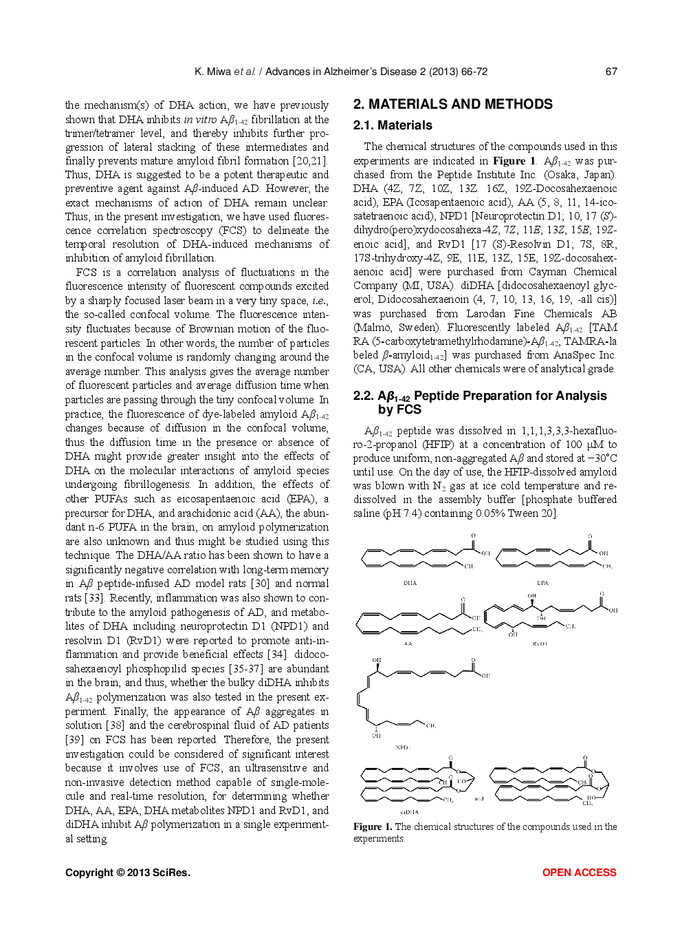 Evaluation Of The Inhibitory Effect Of Docosahexaenoic Acid And Arachidonic Acid On The Initial Stage Of Amyloid β1-42 Polymerization By Fluorescence Correlation Spectroscopy - Page 3
