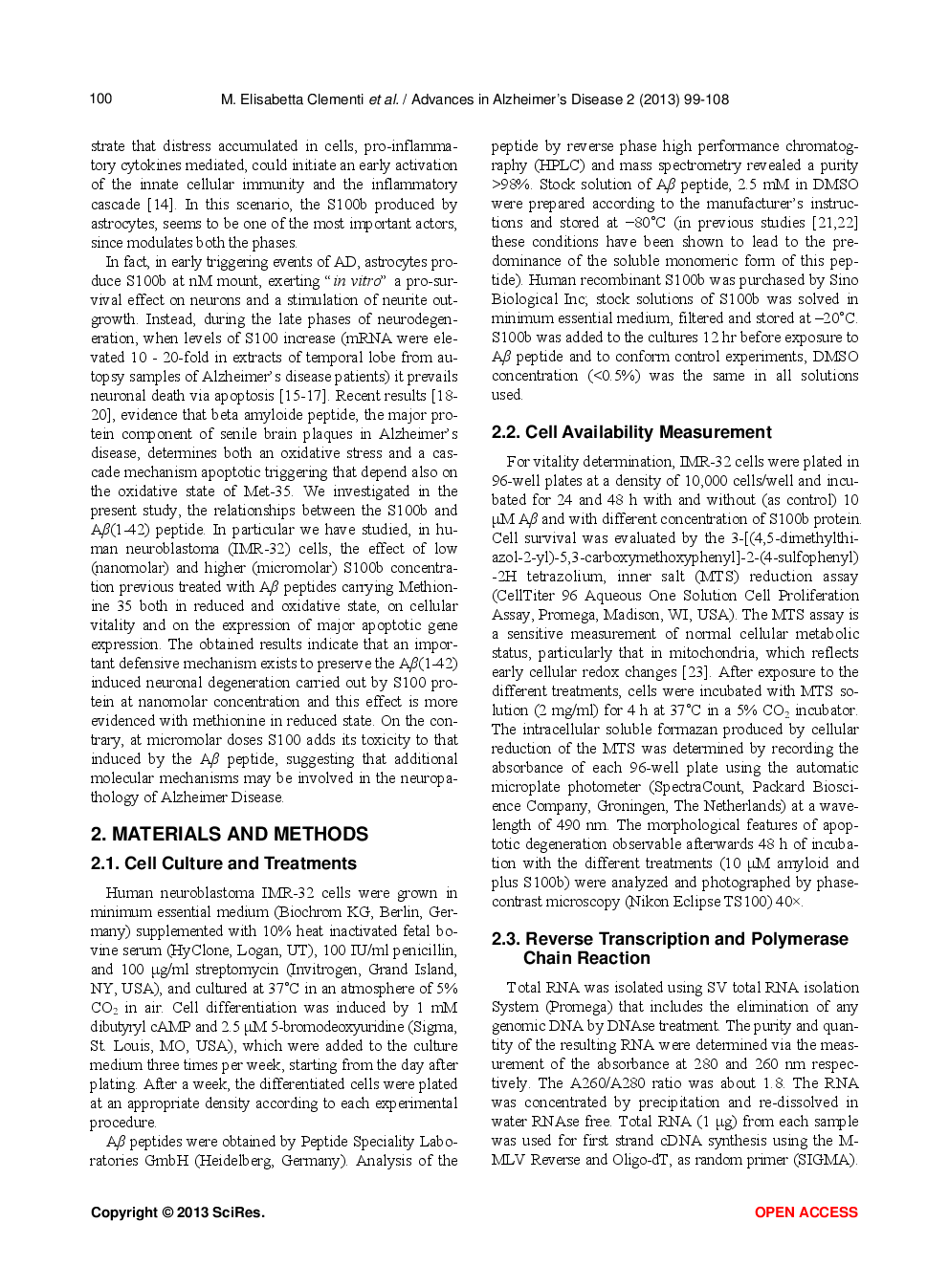 S100b Protects IMR-32 Cells Against Ab(1-42) Induced Neurotoxicity Via Modulation Of Apoptotic Genes Expression - Page 3