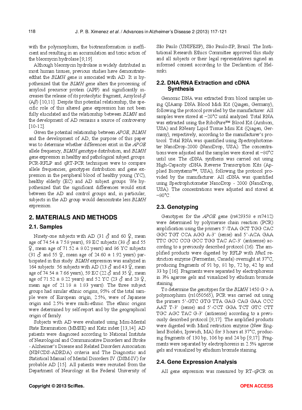 BLMH And APOE Genes In Alzheimer Disease: A Possible Relation - Page 3
