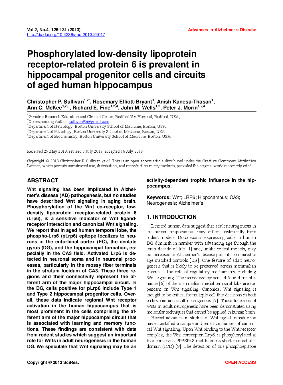 Phosphorylated Low-Density Lipoprotein Receptor-Related Protein 6 Is Prevalent In Hippocampal Progenitor Cells And Circuits  Of Aged Human Hippocampus - Page 2