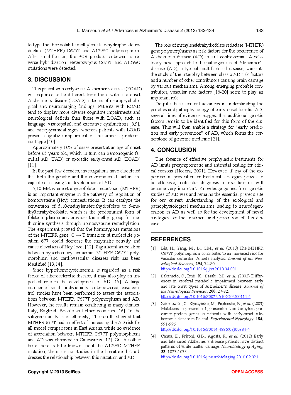 C677T And A1298C Gene Polymorphisms And Sporadic Early-Onset Alzheimer’s Disease - Page 3