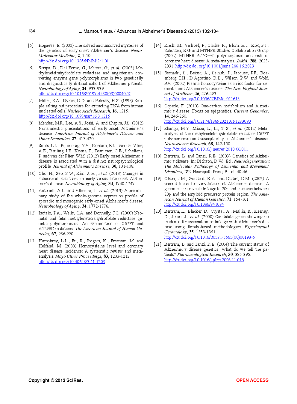 C677T And A1298C Gene Polymorphisms And Sporadic Early-Onset Alzheimer’s Disease - Page 4