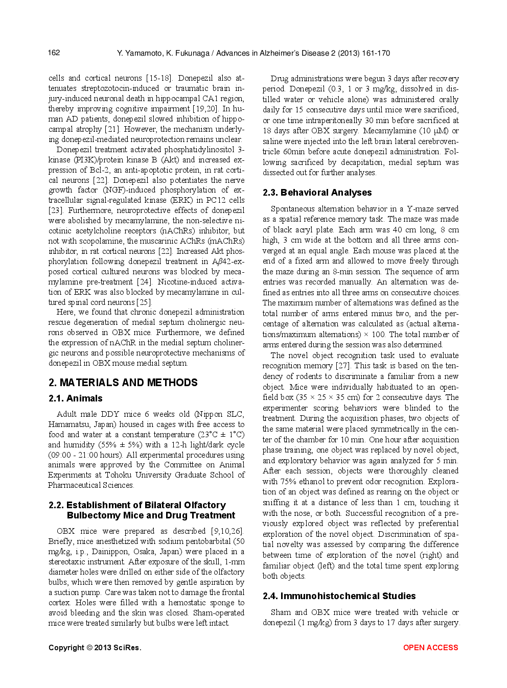 Donepezil Rescues The Medical Septum Cholinergic Neurons Via Nicotinic ACh Receptor Stimulation In Olfactory Bulbectomized Mice - Page 3