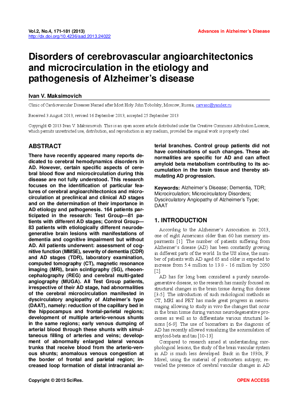 Disorders Of Cerebrovascular Angioarchitectonics And Microcirculation In The Etiology And Pathogenesis Of Alzheimer’s Disease - Page 2