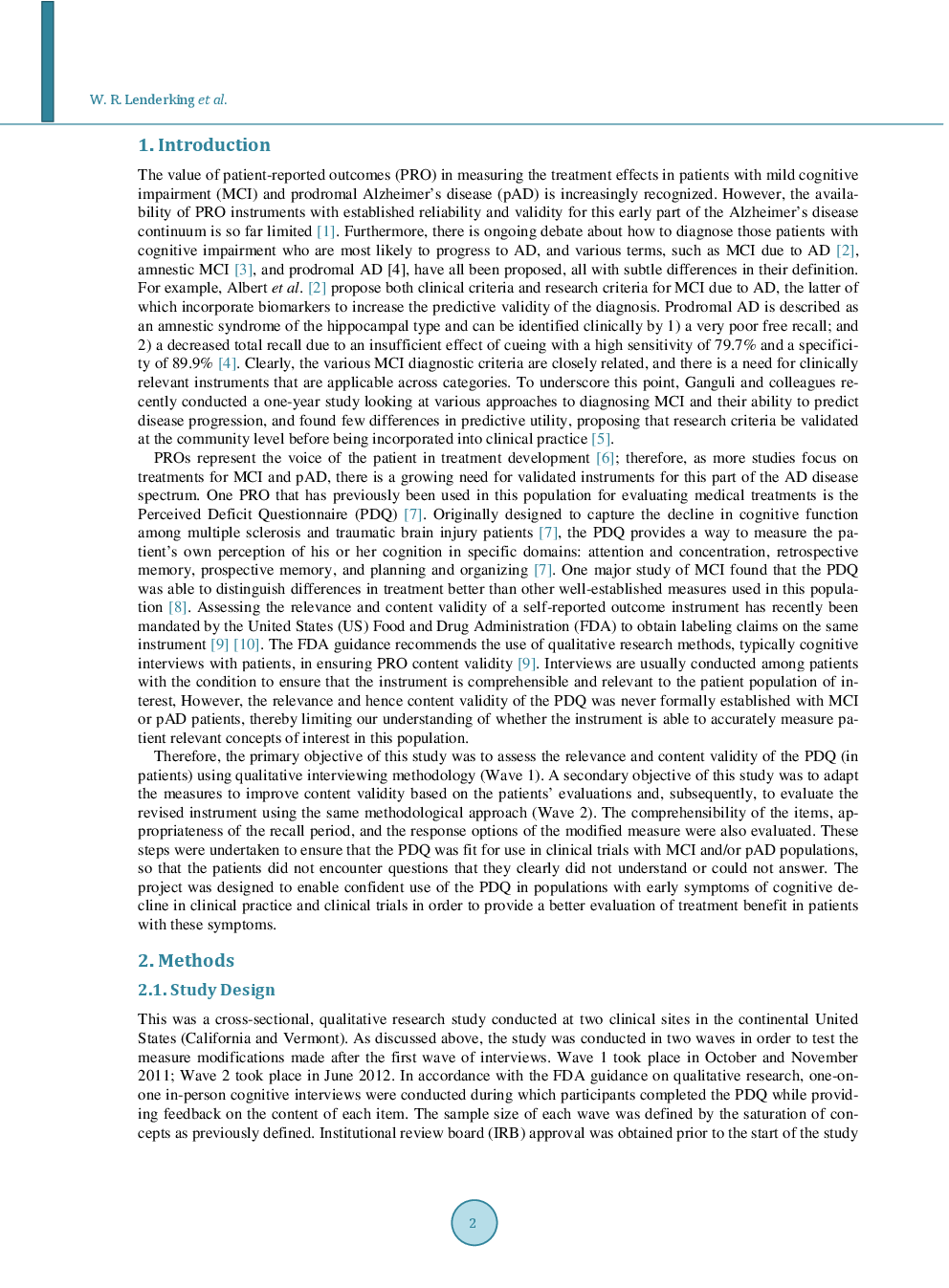 Options for Evaluating Treatment Benefit in MCI And Prodromal Alzheimer’s Disease: Content Validity Of the Perceived Deficits Questionnaire (PDQ) in Patients With Early Symptoms Of Cognitive Decline* - Page 3