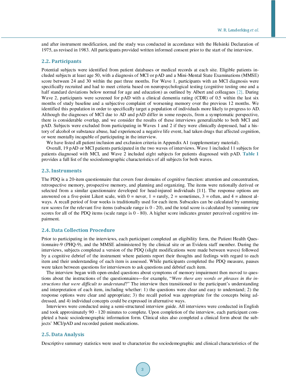 Options for Evaluating Treatment Benefit in MCI And Prodromal Alzheimer’s Disease: Content Validity Of the Perceived Deficits Questionnaire (PDQ) in Patients With Early Symptoms Of Cognitive Decline* - Page 4