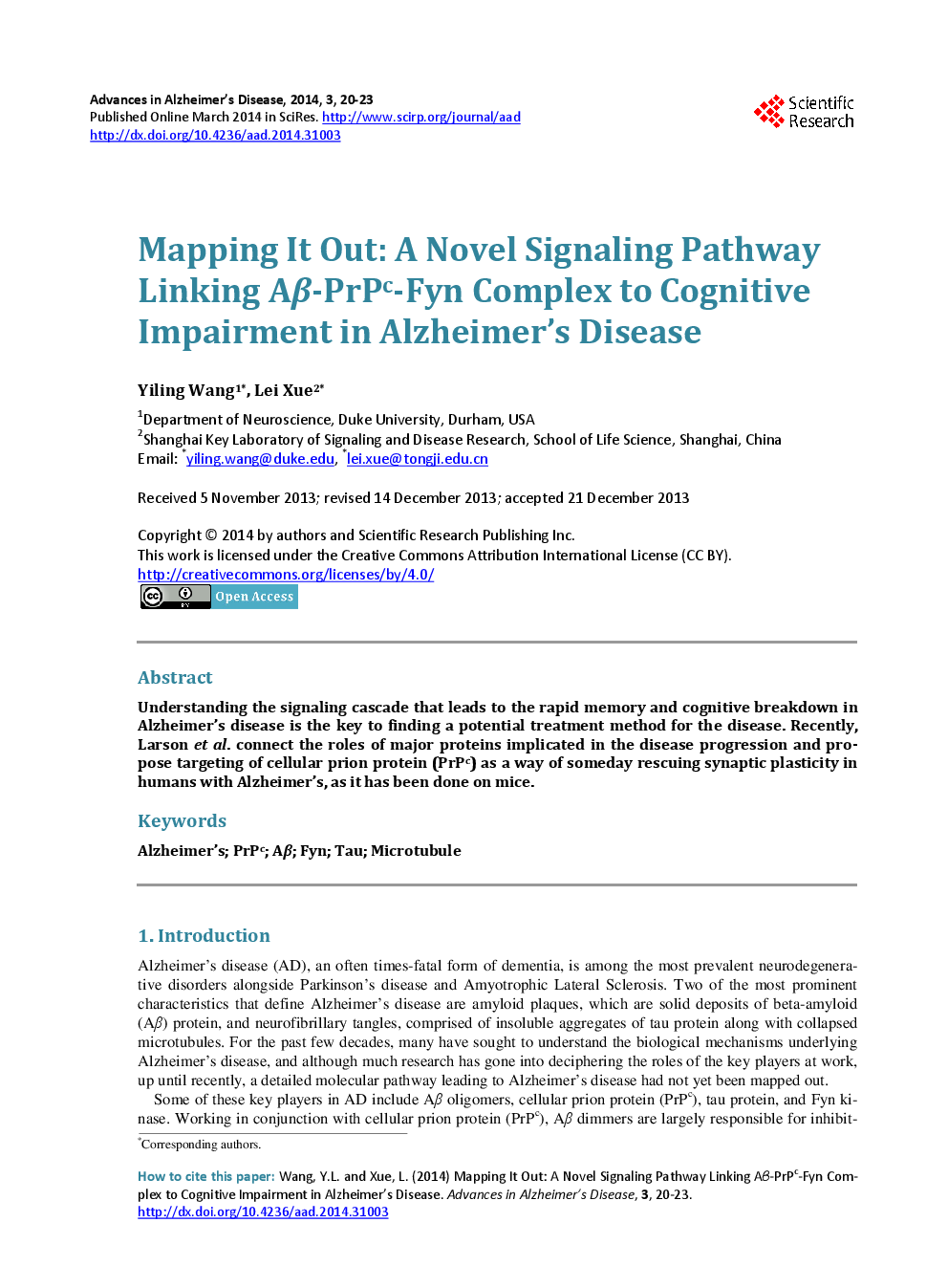 Mapping It Out: A Novel Signaling Pathway Linking Aβ-PrPc-Fyn Complex To Cognitive Impairment In Alzheimer’s Disease - Page 2