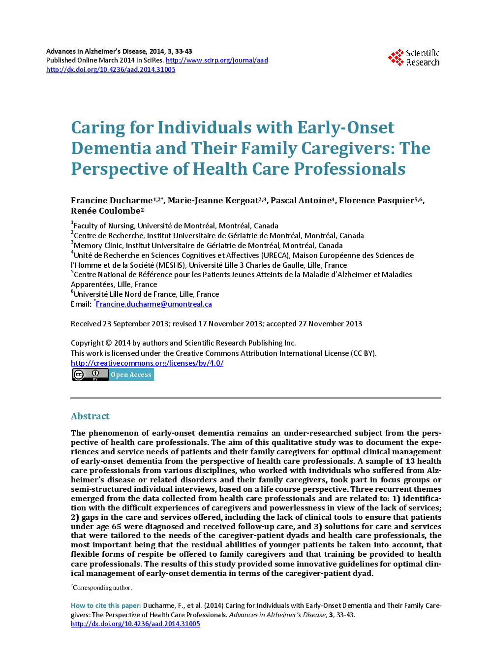 Caring For Individuals With Early-Onset Dementia And Their Family Caregivers: The Perspective Of Health Care Professionals - Page 2