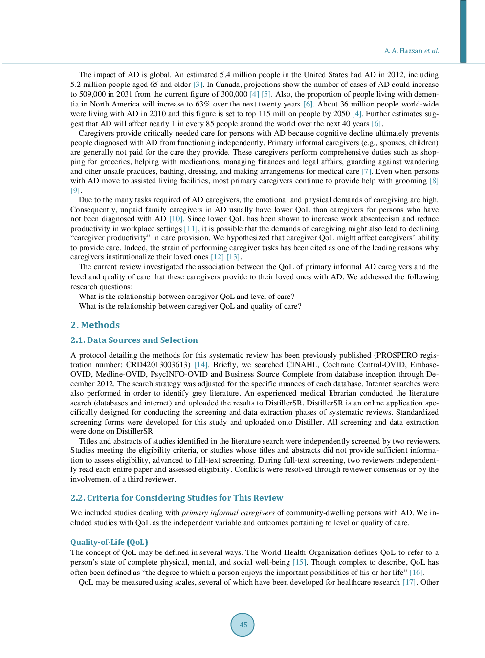 Association Between Caregiver Quality Of Life And The Care Provided To Persons With Alzheimer’s Disease: Systematic Review - Page 3