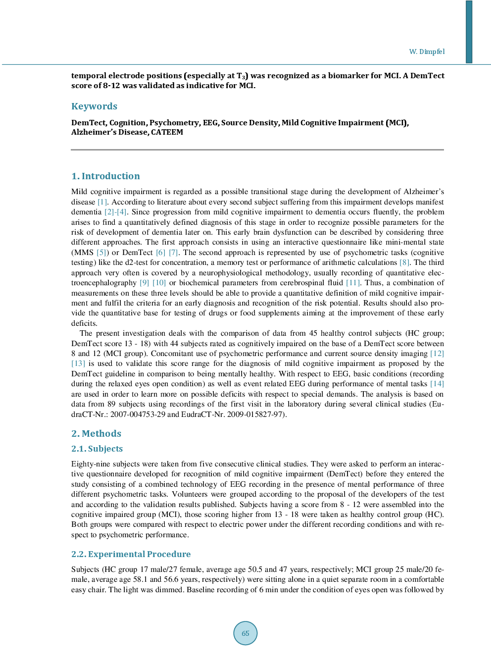 Neurophysiological Biomarker Of Mild Cognitive Impairment* - Page 3
