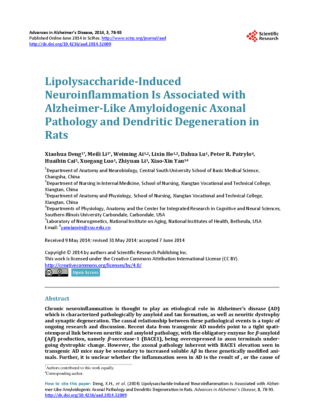 Lipolysaccharide-Induced Neuroinflammation Is Associated With Alzheimer-Like Amyloidogenic Axonal Pathology And Dendritic egeneration In Rats - Page 2