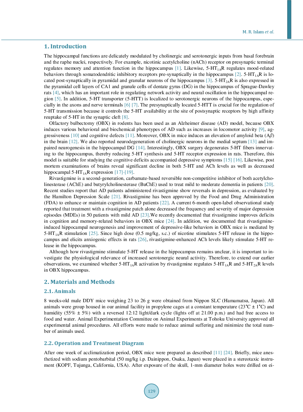 Rivastigmine Restores 5-HT1A Receptor Levels In The Hippocampus Of Olfactory Bulbectomized Mice - Page 3