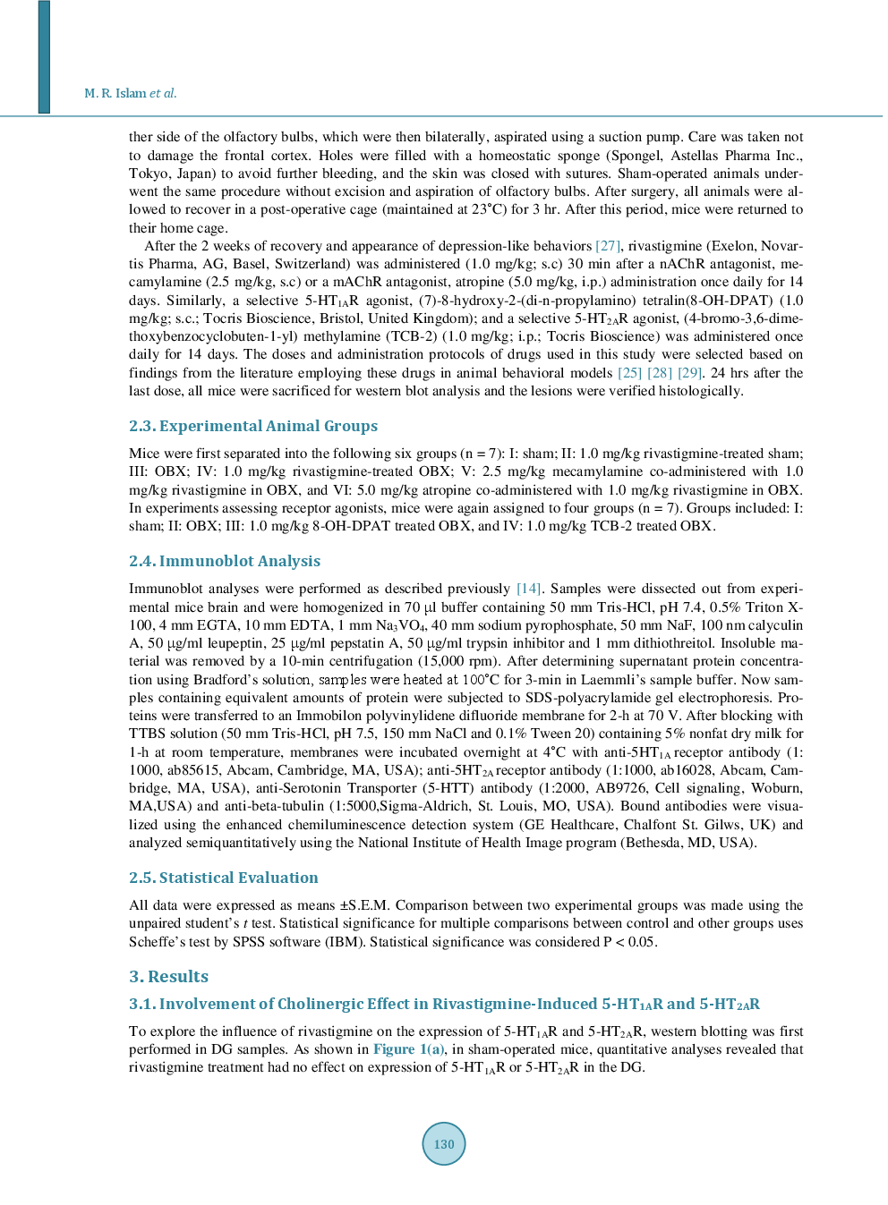 Rivastigmine Restores 5-HT1A Receptor Levels In The Hippocampus Of Olfactory Bulbectomized Mice - Page 4