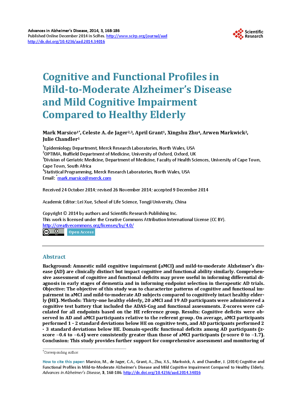 Cognitive And Functional Profiles In Mild-To-Moderate Alzheimer’s Disease And Mild Cognitive Impairment Compared To Healthy Elderly - Page 2