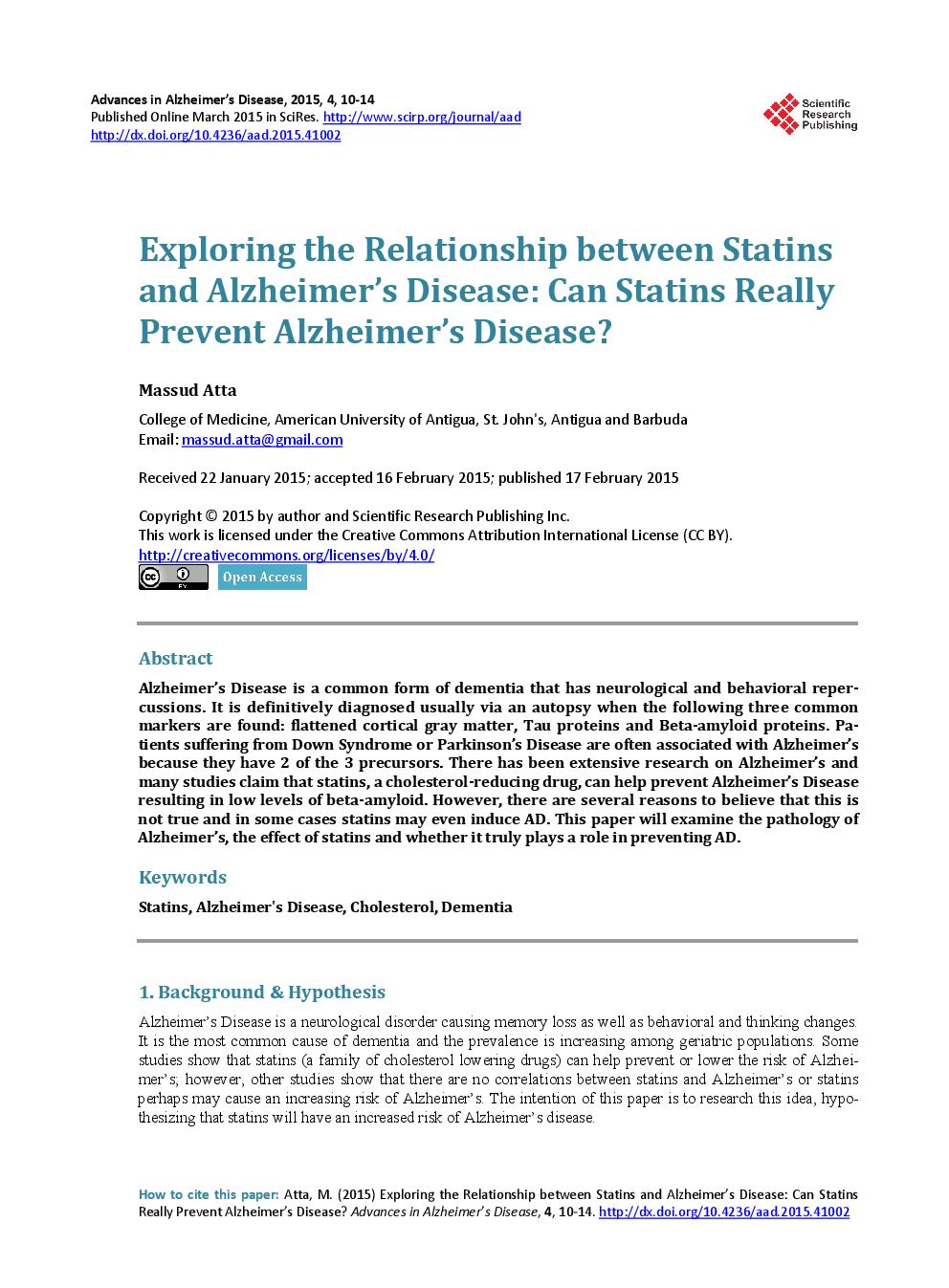Exploring The Relationship Between Statins And Alzheimer’s Disease: Can Statins Really Prevent Alzheimer’s Disease? - Page 2