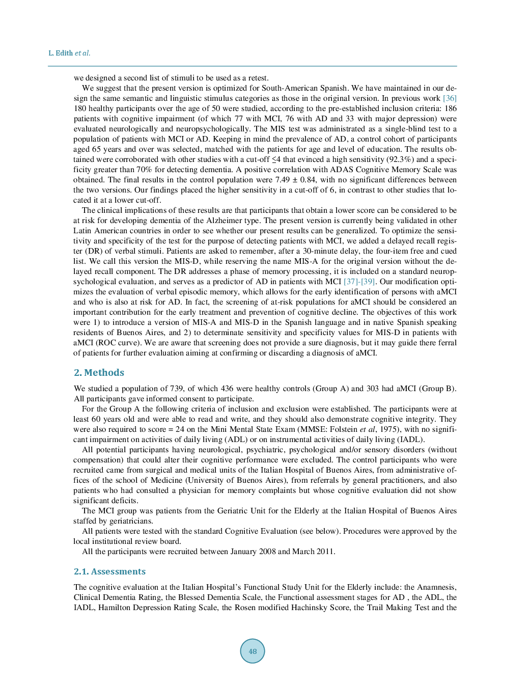 Spanish Version Of Test MIS (*) With Delayed Memory Recall Normative Values And Results In A Population With Mild Cognitive Impairment - Page 5