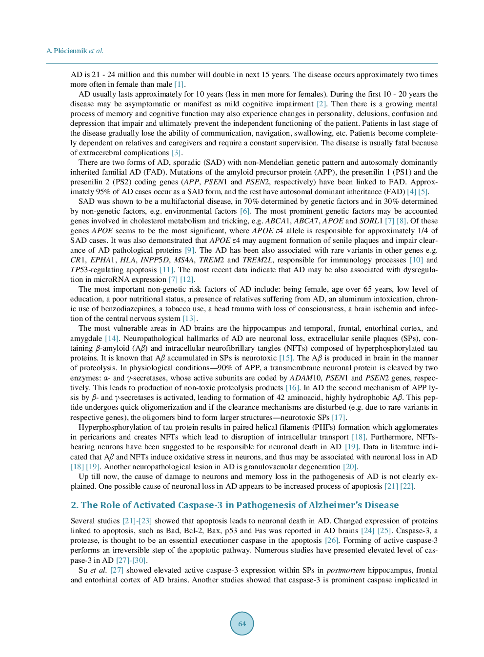 Activated Caspase-3 And Neurodegeneration And Synaptic Plasticity In Alzheimer’s Disease - Page 3
