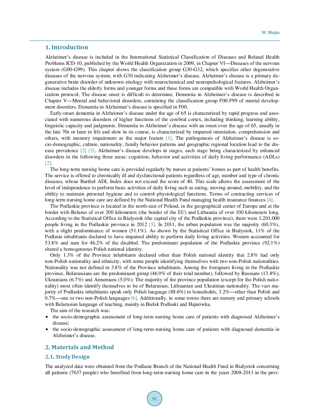 The Prevalence Of Alzheimer’s Disease And Dementia In Alzheimer’s Disease in Patients Of Long-Term Nursing Home Care in the Podlaskie Province In Poland - Page 3