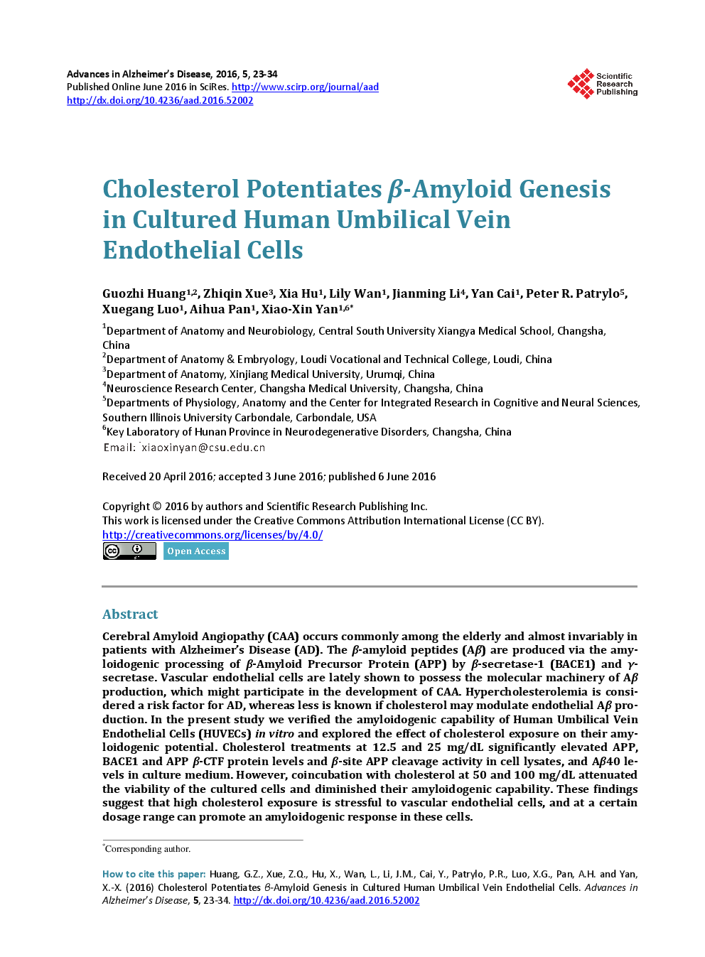 Cholesterol Potentiates β-Amyloid Genesis In Cultured Human Umbilical Vein Endothelial Cells - Page 2