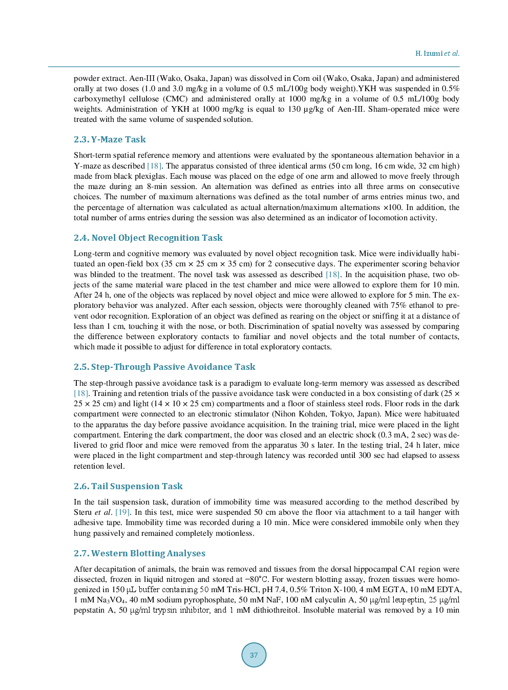 Memory Improvement By Yokukansankachimpihange And Atractylenolide III In The Olfactory Bulbectomized Mice - Page 4