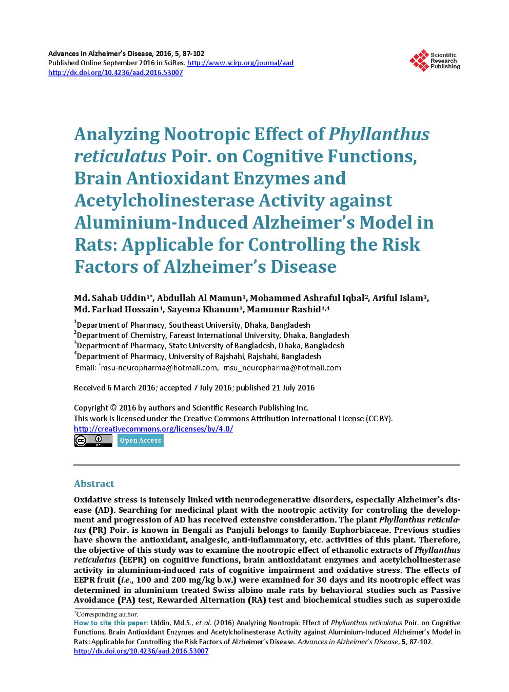 Analyzing Nootropic Effect Of Phyllanthus Reticulatus Poir - Page 2