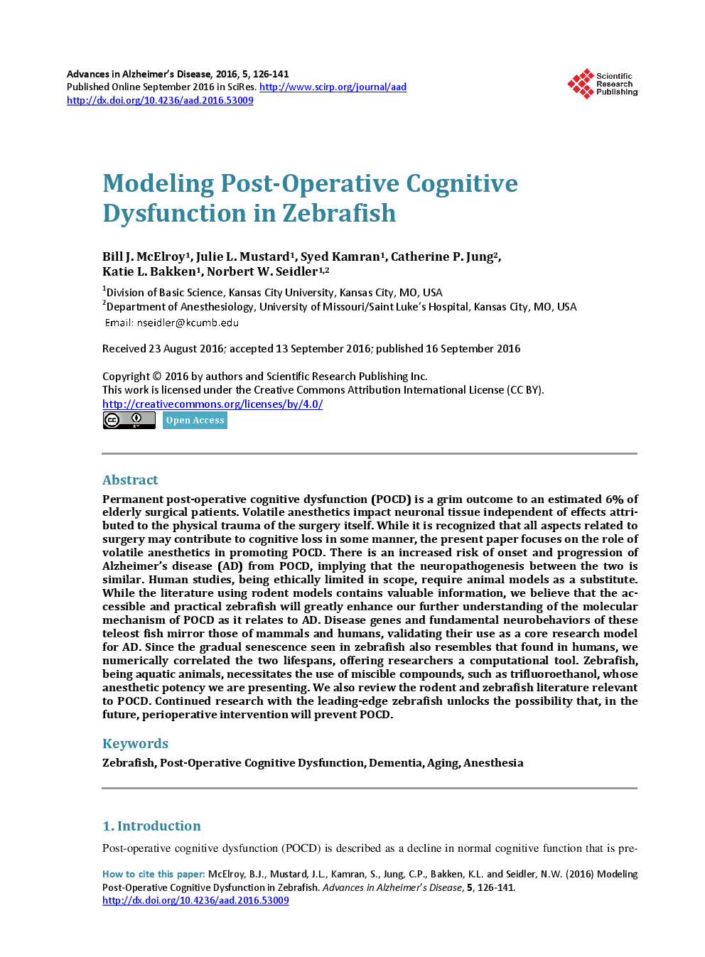 Modeling Post-Operative Cognitive Dysfunction In Zebrafish - Page 2