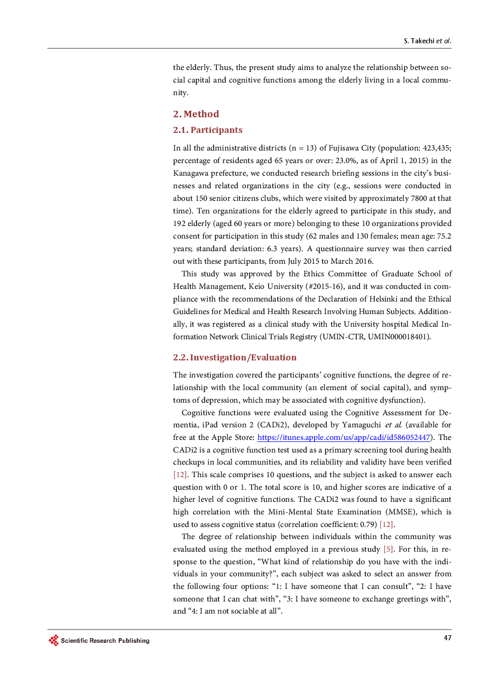 Relationship Between Social Capital And Cognitive Functions Among Community-Based Elderly - Page 4