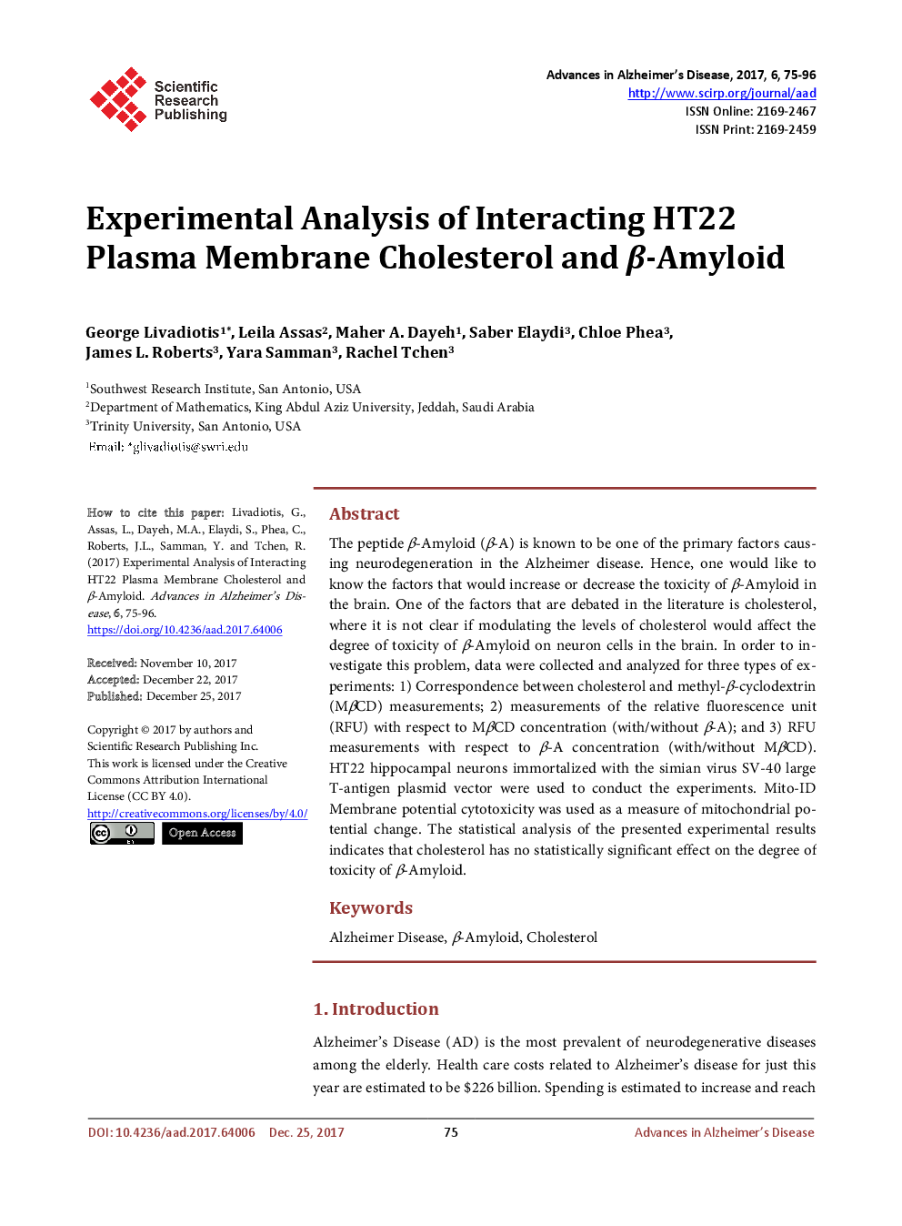 Experimental Analysis Of Interacting HT22 Plasma Membrane Cholesterol And β-Amyloid - Page 2