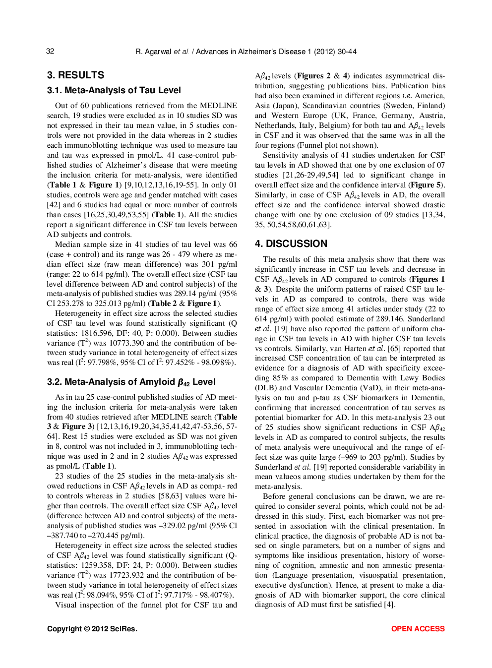 CSF Tau And Amyloid β42 Levels In Alzheimer’s Disease—A Meta-Analysis - Page 4