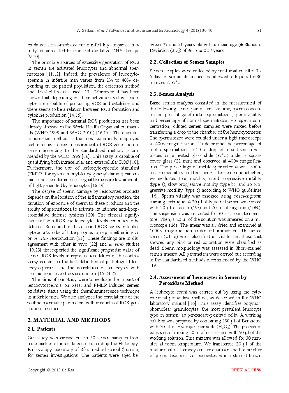 Evaluation Of The Impact Of Leucocytospermia On Semen Oxidative Status By Chemiluminescence Technique In Infertile Men* - Page 3