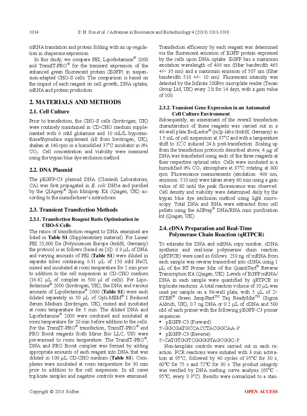 Evaluation Of Transfection Methods For Transient Gene Expression In Chinese Hamster Ovary Cells - Page 3