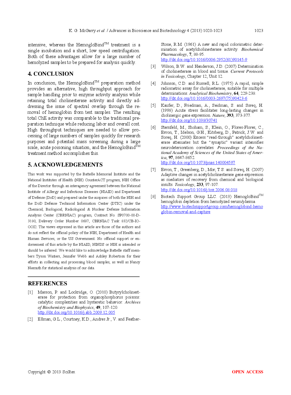 Evaluation Of HemogloBindTM Treatment For Preparation Of Samples For Cholinesterase Analysis - Page 5