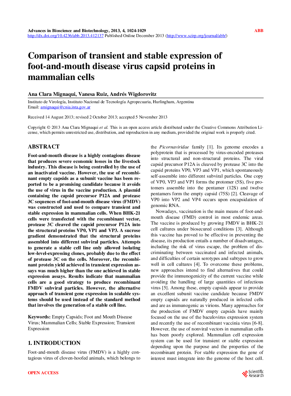 Comparison Of Transient And Stable Expression Of Foot-And-Mouth Disease Virus Capsid Proteins In Mammalian Cells - Page 2