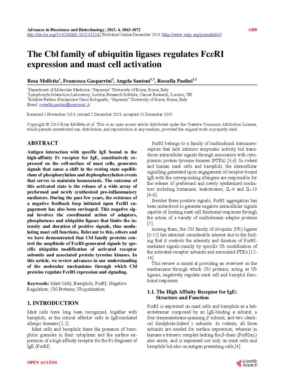 The Cbl Family Of Ubiquitin Ligases Regulates FcεRI Expression And Mast Cell Activation - Page 2