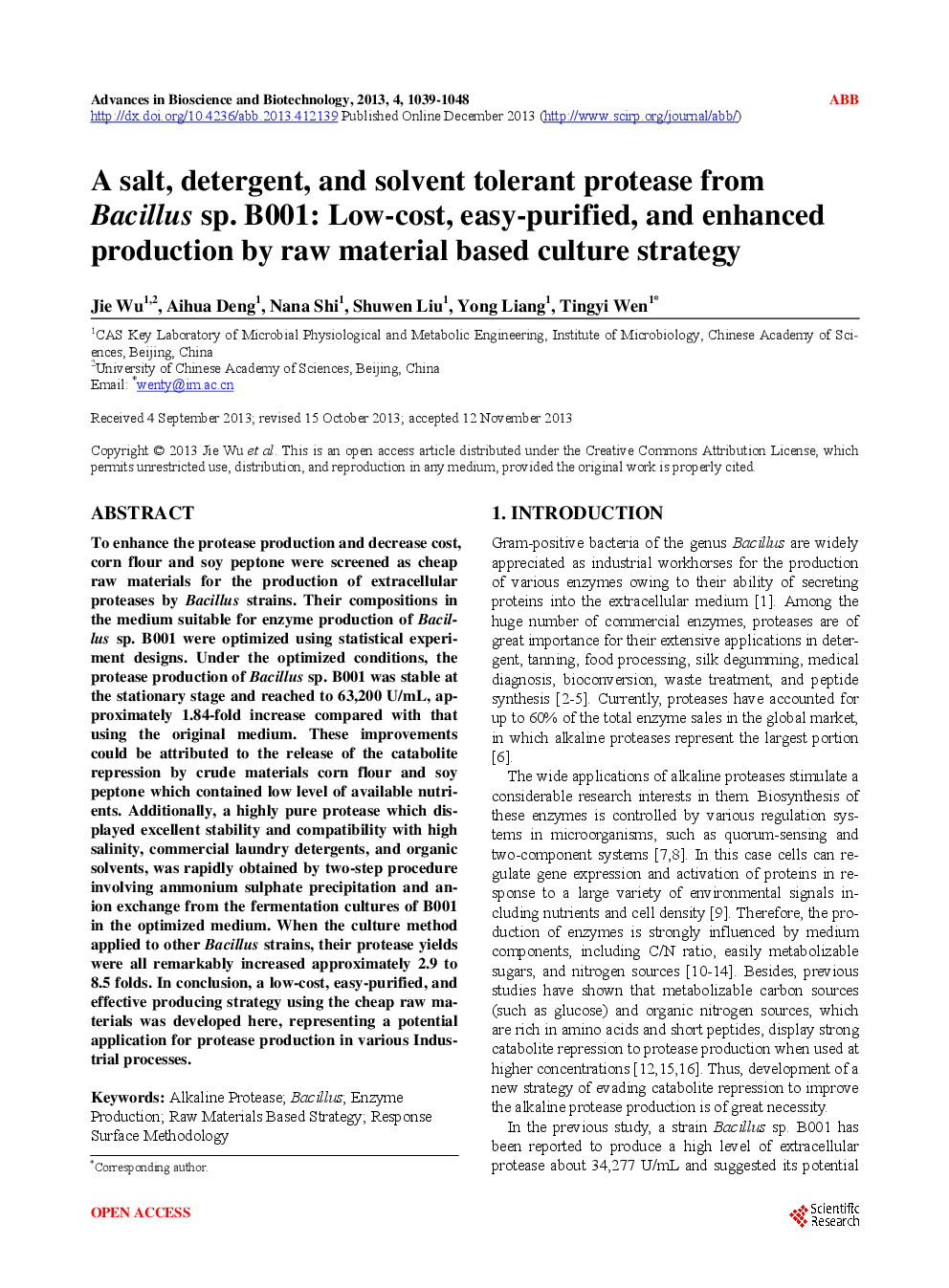 A Salt, Detergent, And Solvent Tolerant Protease From Bacillus Sp. B001: Low-Cost, Easy-Purified, And Enhanced Production By Raw Material Based Culture Strategy - Page 2