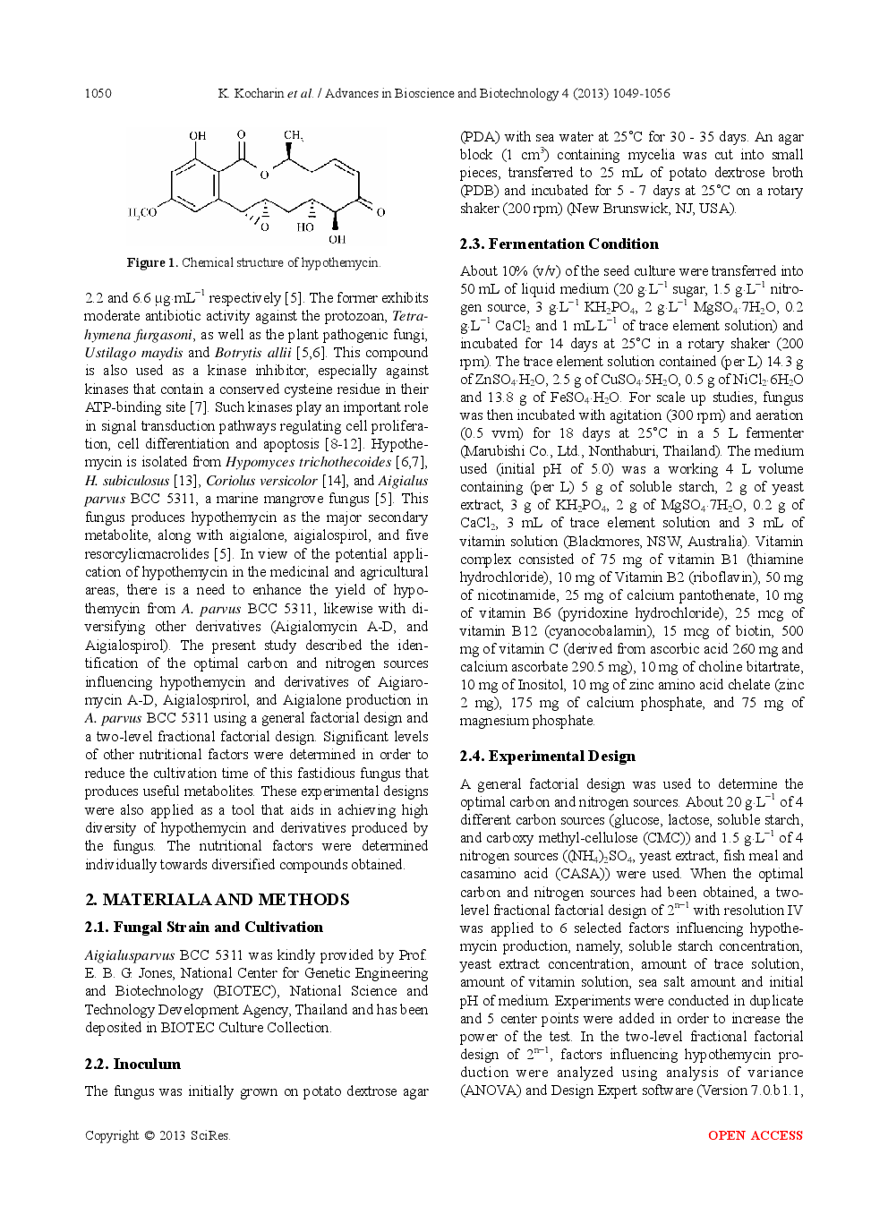 Hypothemycin Production And its Derivatives Diversifying  Of Aigialus Parvus BCC 5311 Influenced By Cultural Condition - Page 3