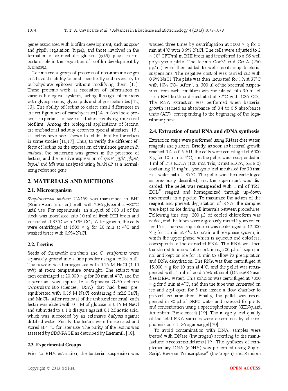 A ConA-Like Lectin Isolated From Canavalia Maritima Seeds Alters The Expression Of Genes Related To Virulence And Biofilm Formation In Streptococcus Mutans - Page 3