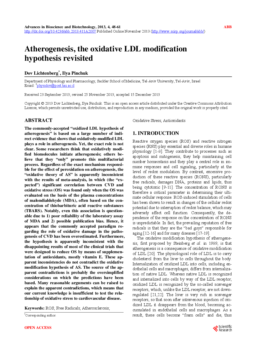 Atherogenesis, The Oxidative LDL Modification Hypothesis Revisited - Page 2
