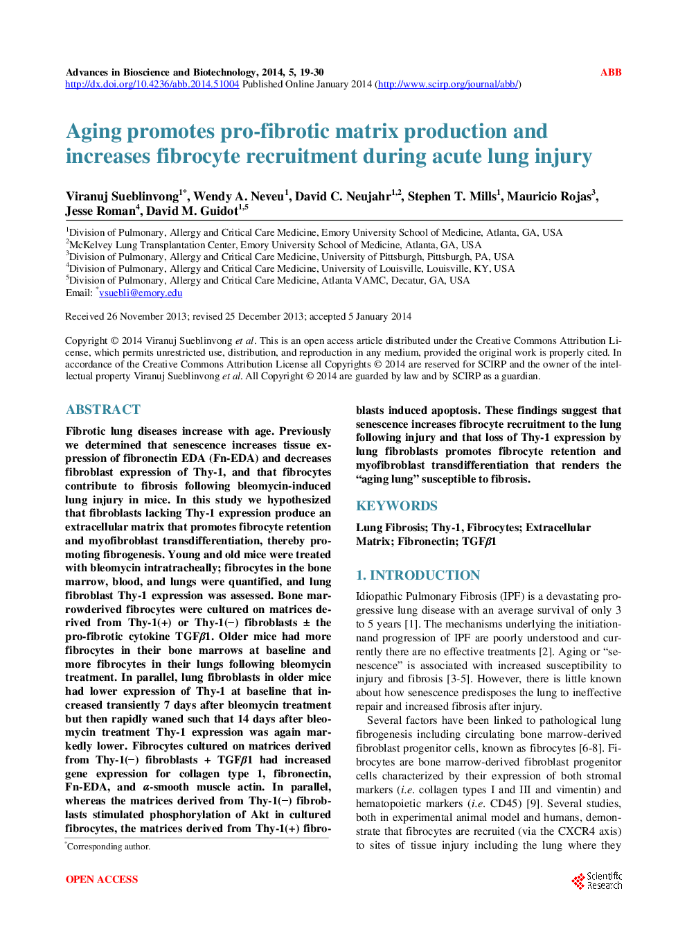 Aging Promotes Pro-Fibrotic Matrix Production And Increases Fibrocyte Recruitment During Acute Lung Injury - Page 2